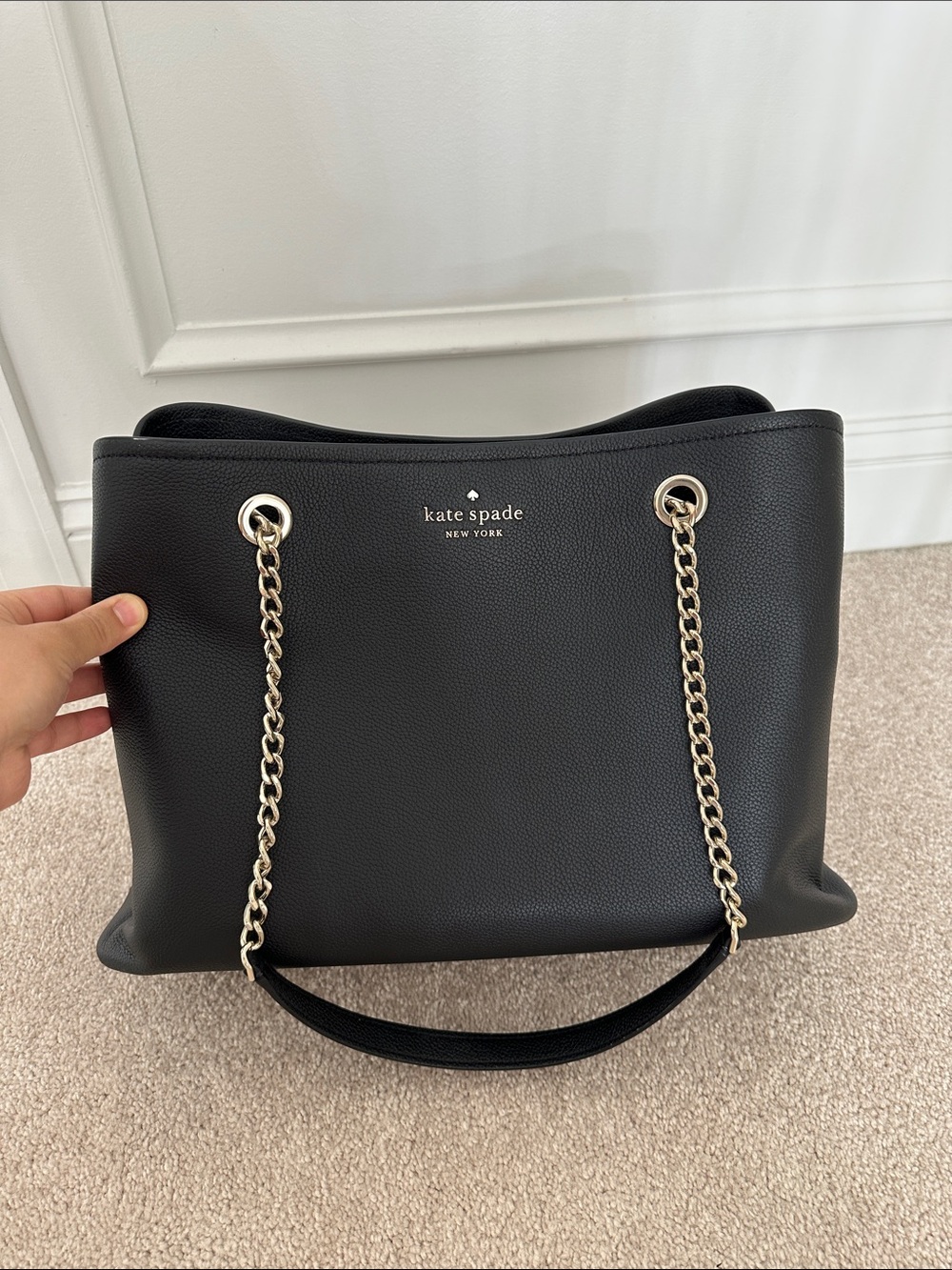 kate spade Black Pebbled Leather Chain-Handle Shoulder Bag
